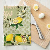 Lemon Days Motif Green Geschirrtuch (Viertel Falte)