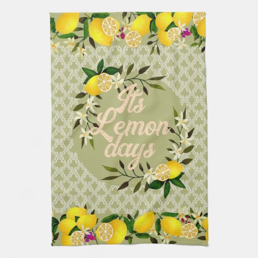 Lemon Days Motif Green Geschirrtuch (Vertikal)