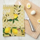 Lemon Days Motif Yellow Geschirrtuch (Viertel Falte)