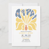 Lemon & Denim Abstract Floral Boho Wedding Einladung (Vorderseite)