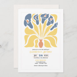 Lemon & Denim Abstract Floral Boho Wedding Einladung