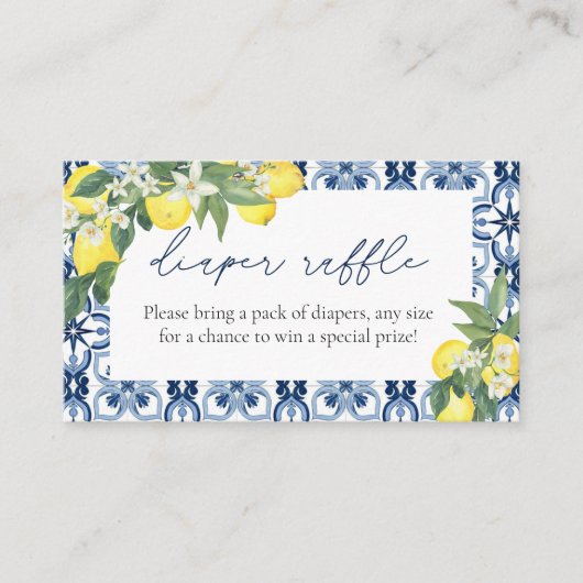 Lemon Diaper Raffle Babydusche Umschließkarte Begleitkarte (Vorderseite)