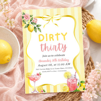 Lemon Dirty 30 Gelber Streifen 30. Geburtstag Einladung