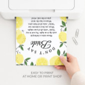 Lemon "Don't Say Bride" Bridal Shower Game sign Poster