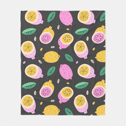 Lemon doodle muster, helle niedliche Zitrusfrüchte Fleecedecke (Vorderseite)