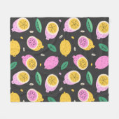 Lemon doodle muster, helle niedliche Zitrusfrüchte Fleecedecke (Vorderseite (Horizontal))