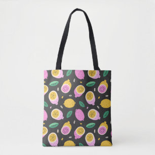 Lemon doodle muster, helle niedliche Zitrusfrüchte Tasche