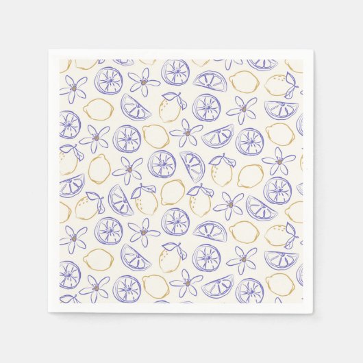 Lemon Doodle Pattern Napkins Serviette (Vorderseite)