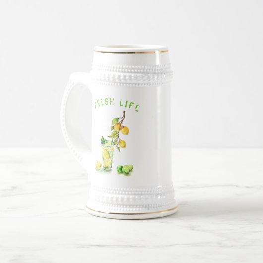 Lemon Drink Beer Stein - Benutzerdefinierter Text Bierglas (Vorderseite Links)