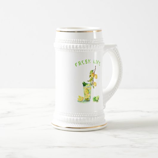 Lemon Drink Beer Stein - Benutzerdefinierter Text Bierglas (VorderseiteRechts)