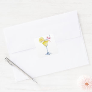 Lemon Drop Cocktail Quadratischer Aufkleber