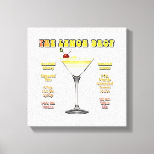 LEMON DROP MARTINI Cocktail Rezept Art 12"x12" Leinwanddruck (Vorderseite)