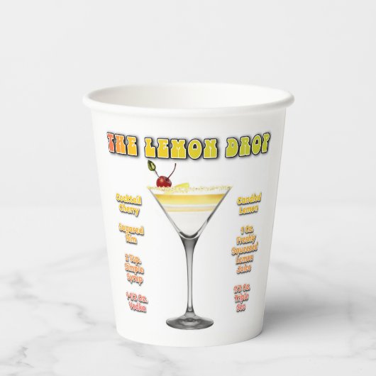 LEMON DROP MARTINI Cocktail Rezept Pappbecher (Rückseite)