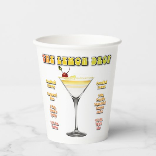 LEMON DROP MARTINI Cocktail Rezept Pappbecher (Vorderseite)