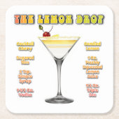 LEMON DROP MARTINI Cocktail Rezept Rechteckiger Pappuntersetzer (Vorderseite)