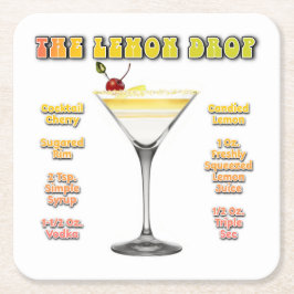 LEMON DROP MARTINI Cocktail Rezept Rechteckiger Pappuntersetzer