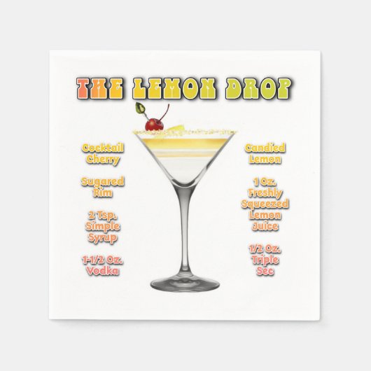 LEMON DROP MARTINI Cocktail Rezept Serviette (Vorderseite)