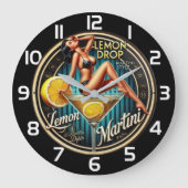 Lemon Drop Martini Modern bar Große Wanduhr (Vorderseite)