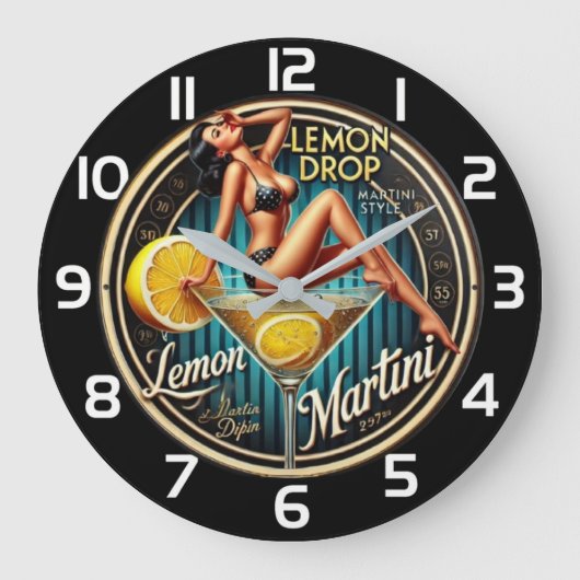 Lemon Drop Martini Modern bar Große Wanduhr (Vorderseite)