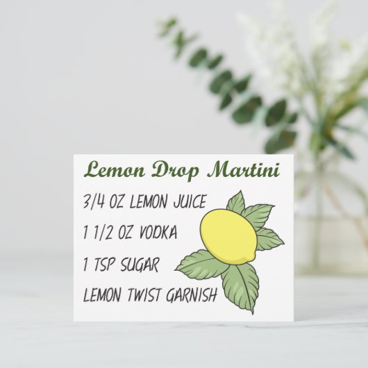 Lemon Drop Martini Postkarte (Stehend Vorderseite)