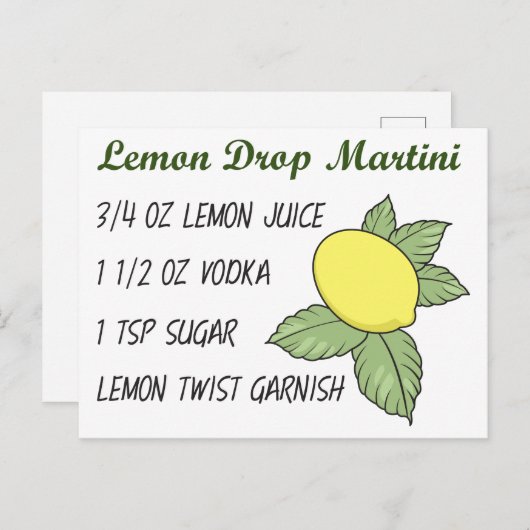 Lemon Drop Martini Postkarte (Vorne/Hinten)