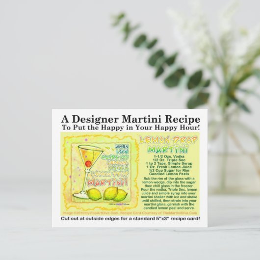 Lemon Drop Martini Rezept Postkarte (Stehend Vorderseite)