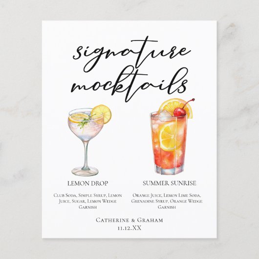 Lemon Drop Summer Sunrise Wedding Mocktails Menu (Vorderseite)