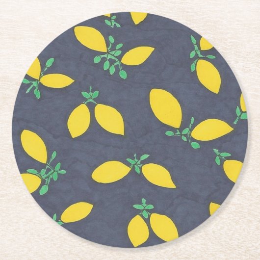 Lemon Drops Art Muster Runder Pappuntersetzer (Vorderseite)