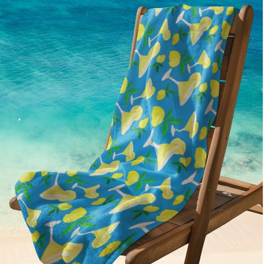 Lemon Drops Lemons Caribbean Blue Beach Towel Strandtuch