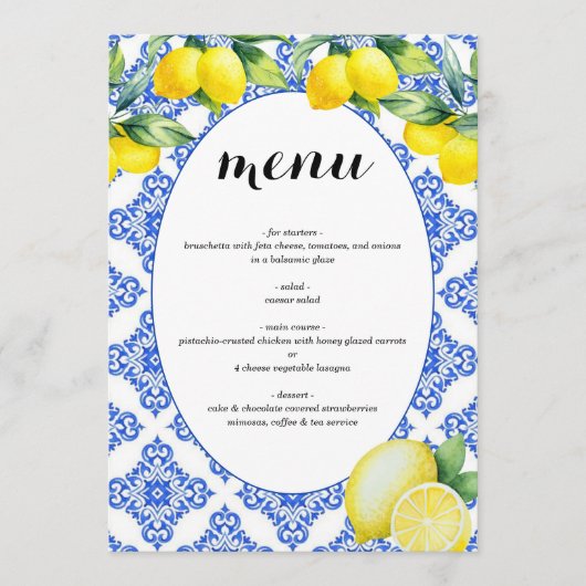 Lemon Dusche Menükarte (Vorderseite)