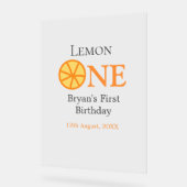 Lemon einen glücklichen 1. Geburtstag orangefarben Acrylschild (Winkel)