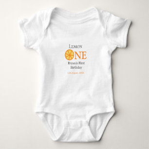 Lemon einen glücklichen 1. Geburtstag orangefarben Baby Strampler