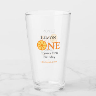 Lemon einen glücklichen 1. Geburtstag orangefarben Glas