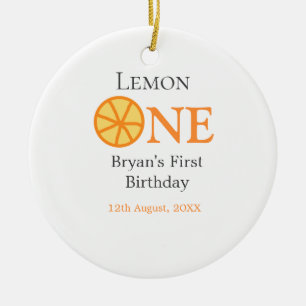 Lemon einen glücklichen 1. Geburtstag orangefarben Keramik Ornament