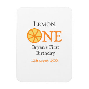 Lemon einen glücklichen 1. Geburtstag orangefarben Magnet