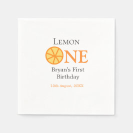 Lemon einen glücklichen 1. Geburtstag orangefarben Serviette