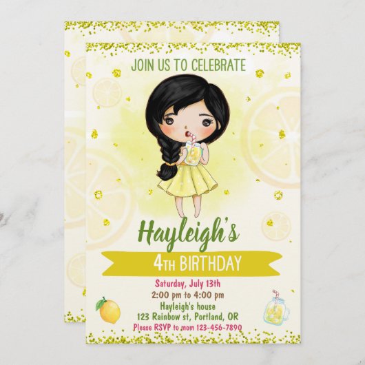Lemon Einladung Sommer Geburtstagsläderin (Vorne/Hinten)
