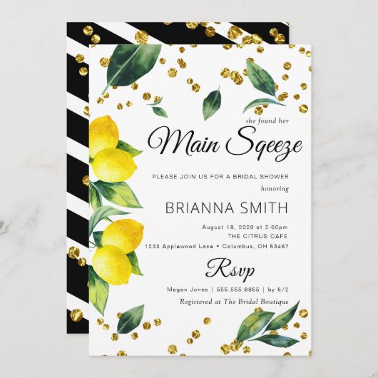 Lemon Elegant Bridal Dusche Einladung (Vorne/Hinten)