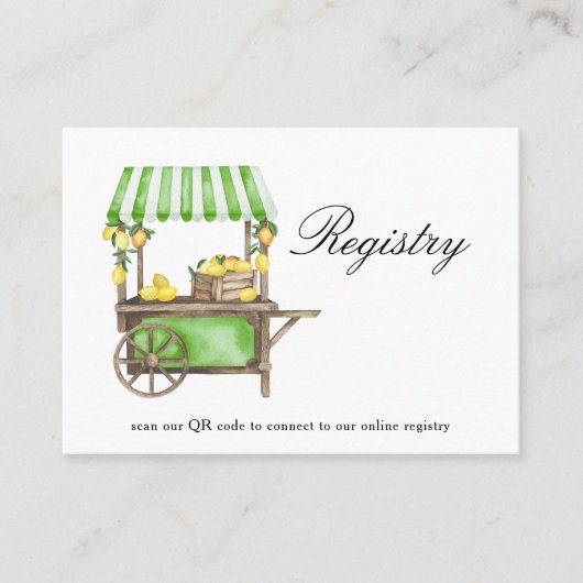 Lemon elegant Bridal shower QR code for registry Begleitkarte (Vorderseite)
