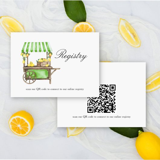 Lemon elegant Bridal shower QR code for registry  Begleitkarte