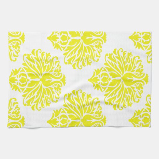 Lemon Elegant Damask Geschirrtuch (Horizontal)