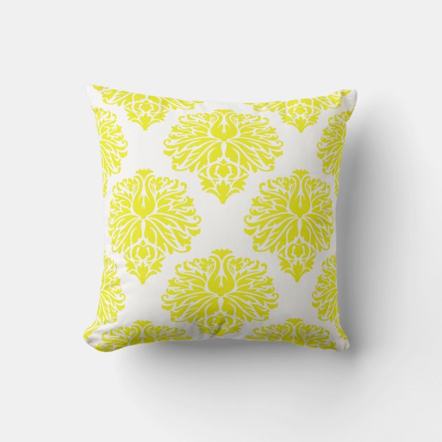 Lemon Elegant Damask Kissen (Vorderseite)