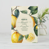 Lemon Elegant Modernes Summer Brautparty Einladung (Stehend Vorderseite)