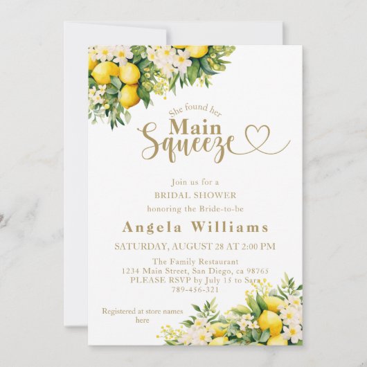 Lemon Elegant Modernes Summer Brautparty Einladung (Vorderseite)
