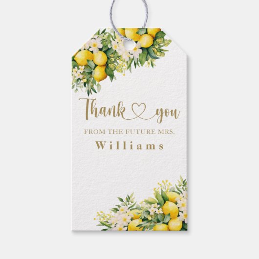 Lemon Elegant Modernes Summer Brautparty Geschenkanhänger (Vorderseite)