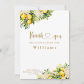 Lemon Elegant Modernes Summer Foto Brautparty Dankeskarte (Vorderseite)
