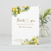 Lemon Elegant Modernes Summer Foto Brautparty Dankeskarte (Stehend Vorderseite)