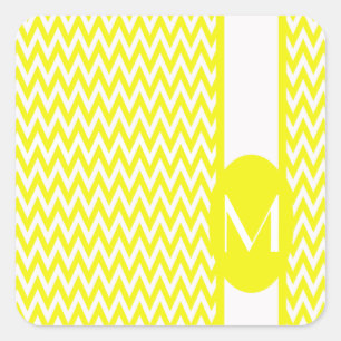 Lemon Elegantes Zickzack Design mit Monogramm Quadratischer Aufkleber