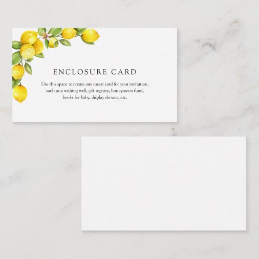 Lemon Enclosure Card Begleitkarte (Vorne/Hinten)
