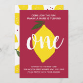 Lemon Erster Geburtstag Einladung // 1. (Vorne/Hinten)